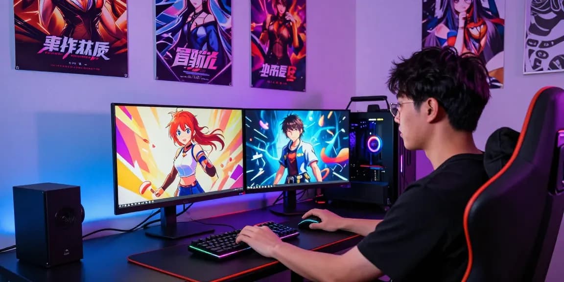 Exciting gaming scene featuring real hentai games in a vibrant setup.
