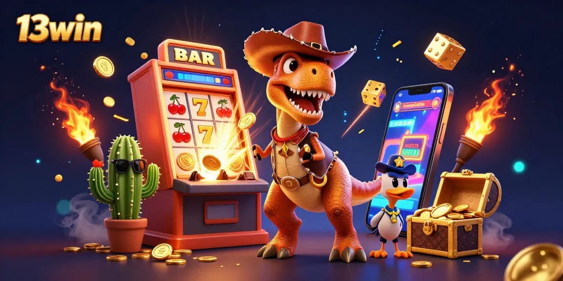 Experience the excitement of winning at 13win with vibrant gaming elements and characters.