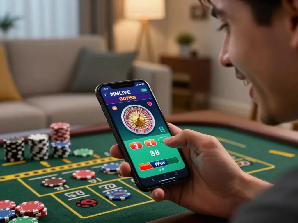 Engaging in a thrilling roulette game on MMLIVE app for exciting mobile gaming experience