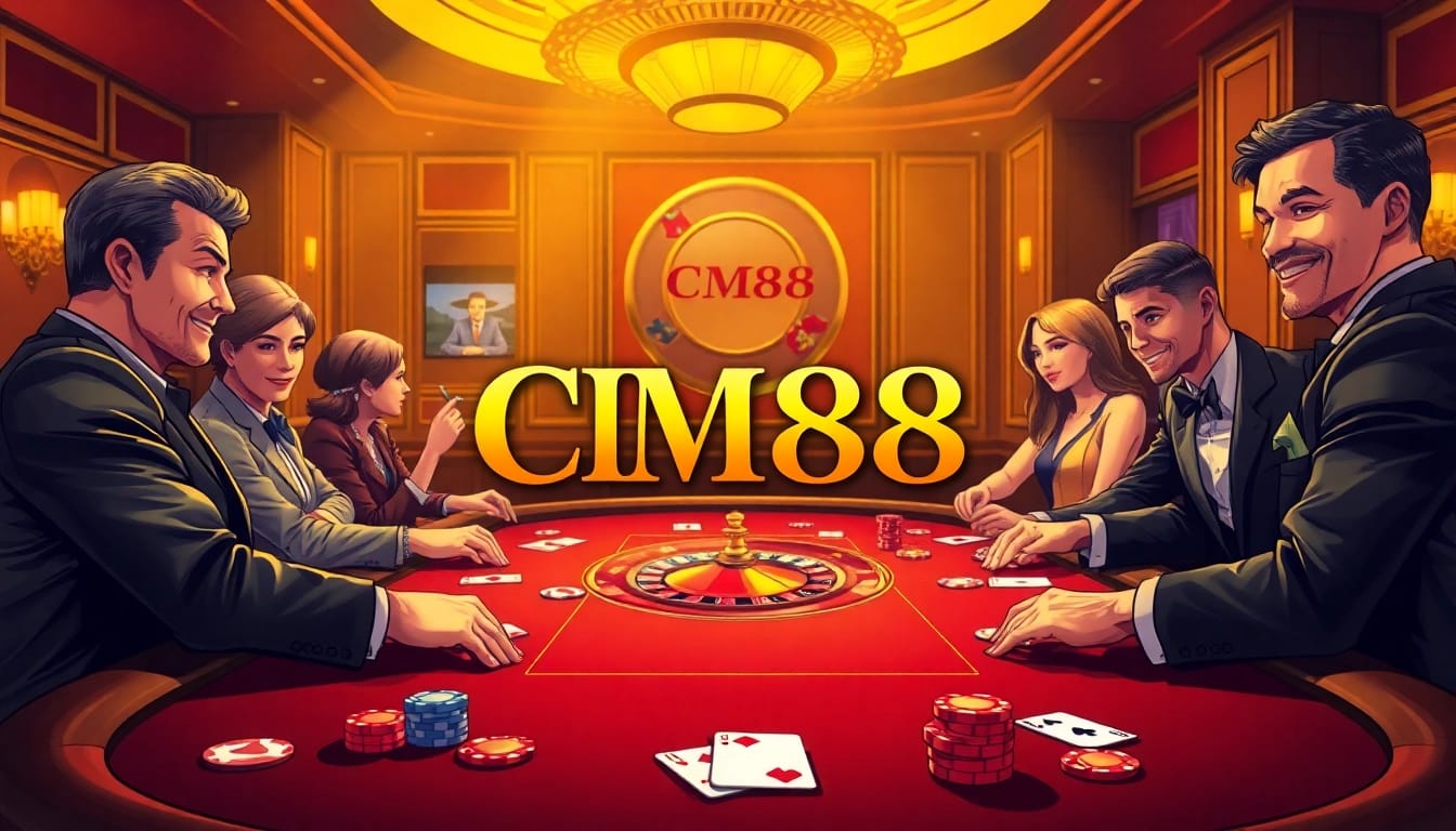 Players enjoying a high-stakes poker game at CM88 casino, highlighting excitement and professional gaming.