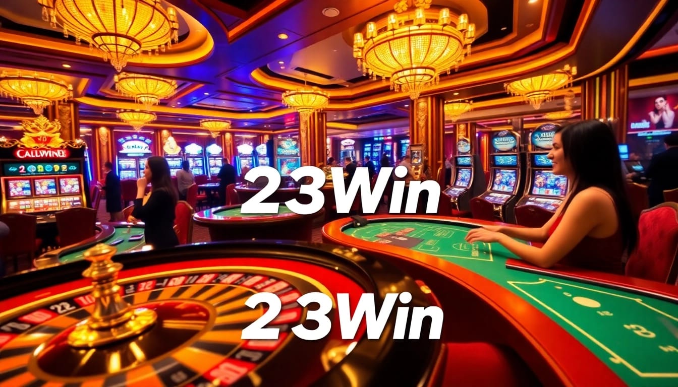 Experience thrilling gameplay at 23Win casino with vibrant tables, roulette, and engaging players.