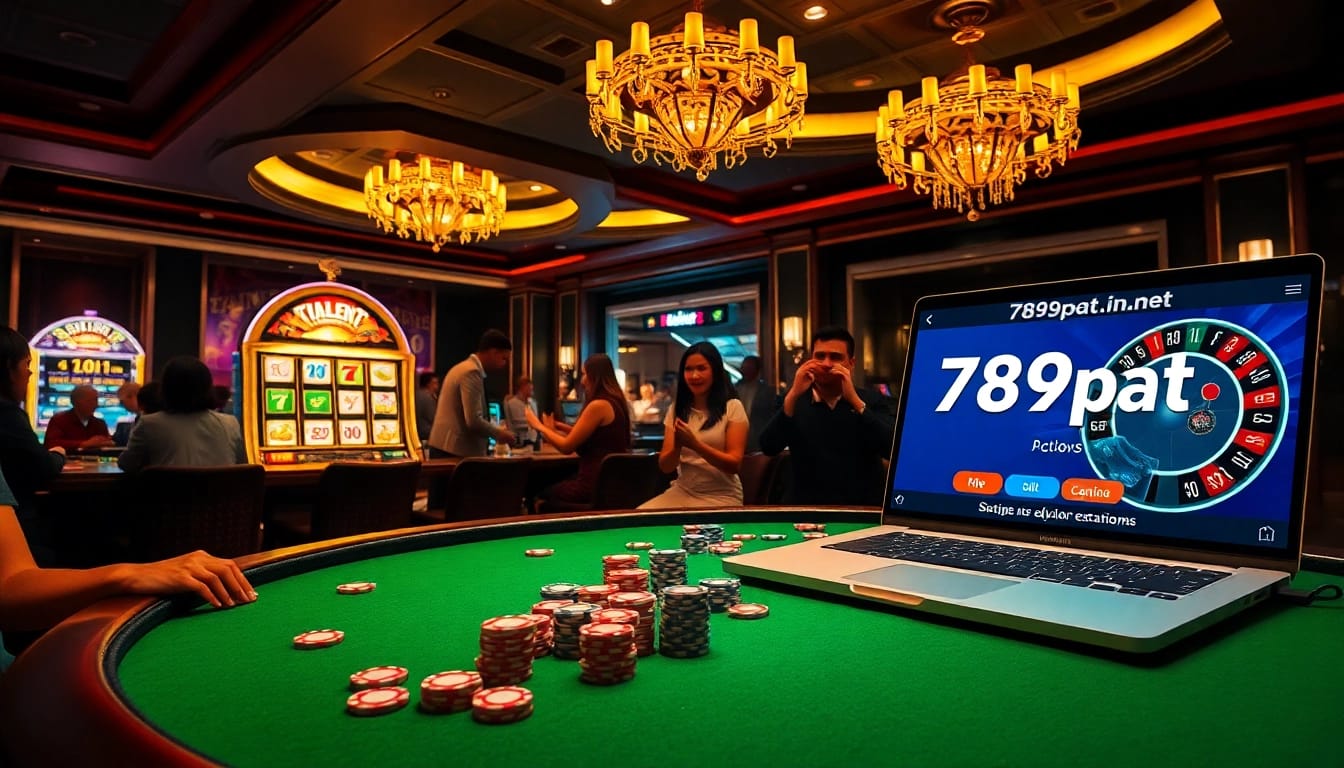 Players enjoying poker and slot machines at 789pa.in.net, highlighting a vibrant casino atmosphere.