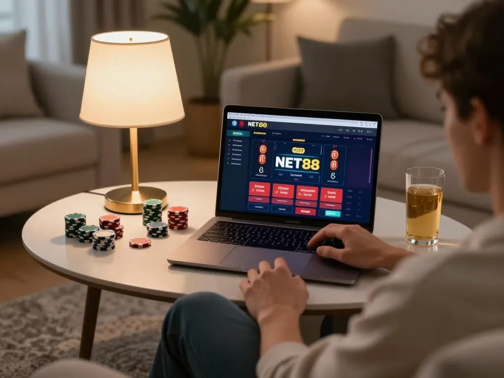 Engaging with NET88 online casino from a cozy home setup while managing bets