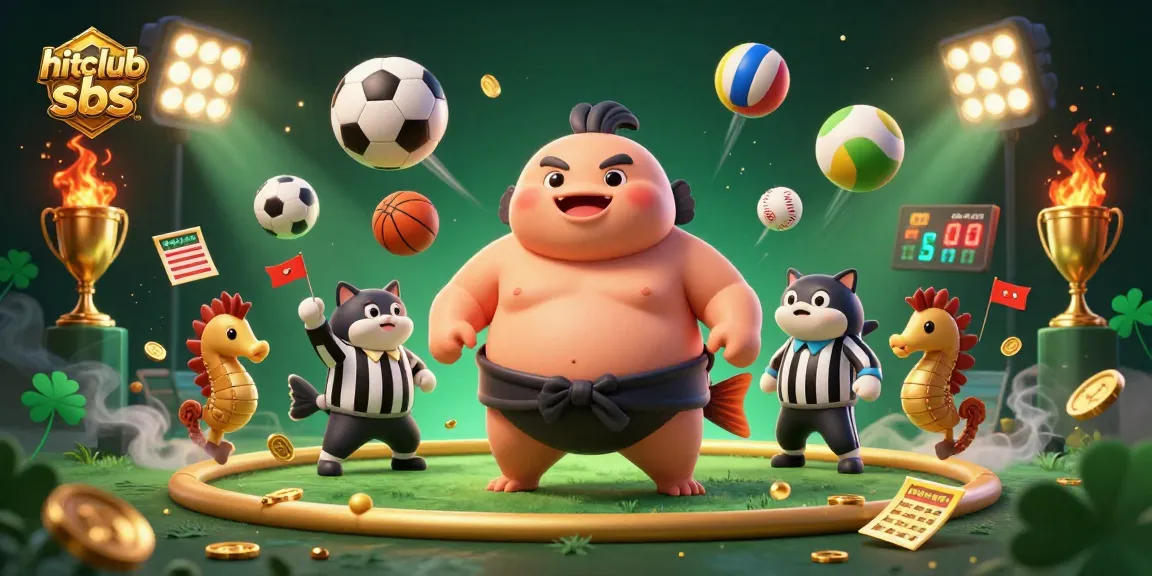 Engage with hitclub sbs through dynamic sports betting fun with a fugu in a sumo match.