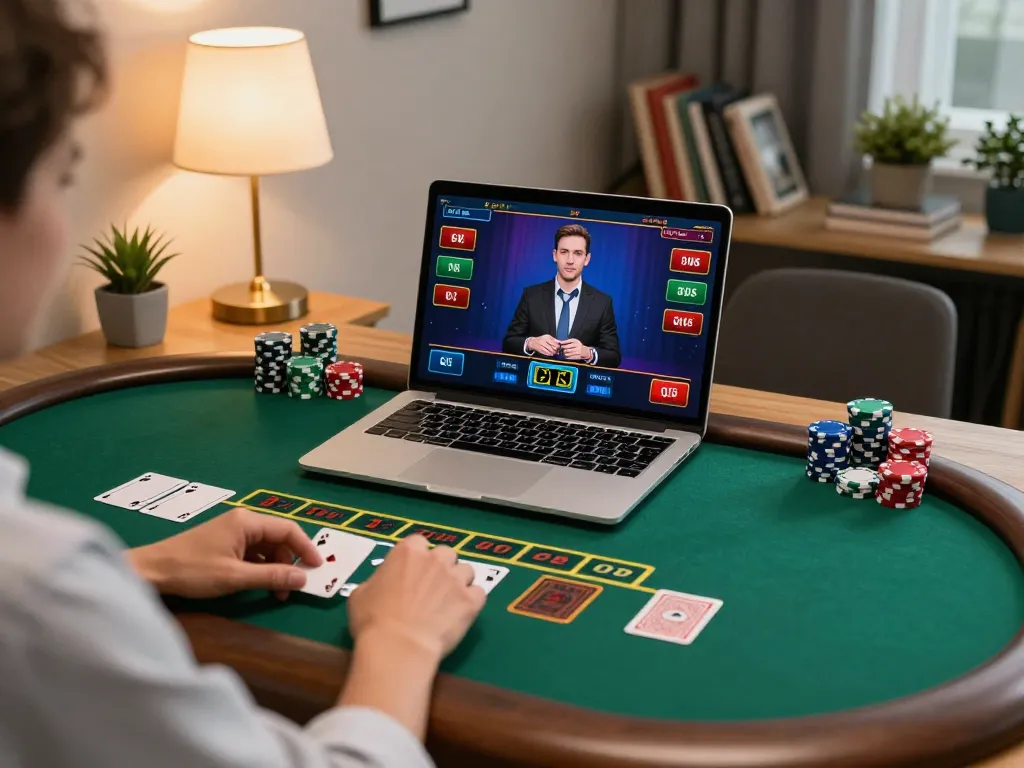 Engaging gameplay on the 8K8 Rest online casino with a player at a live dealer blackjack table.