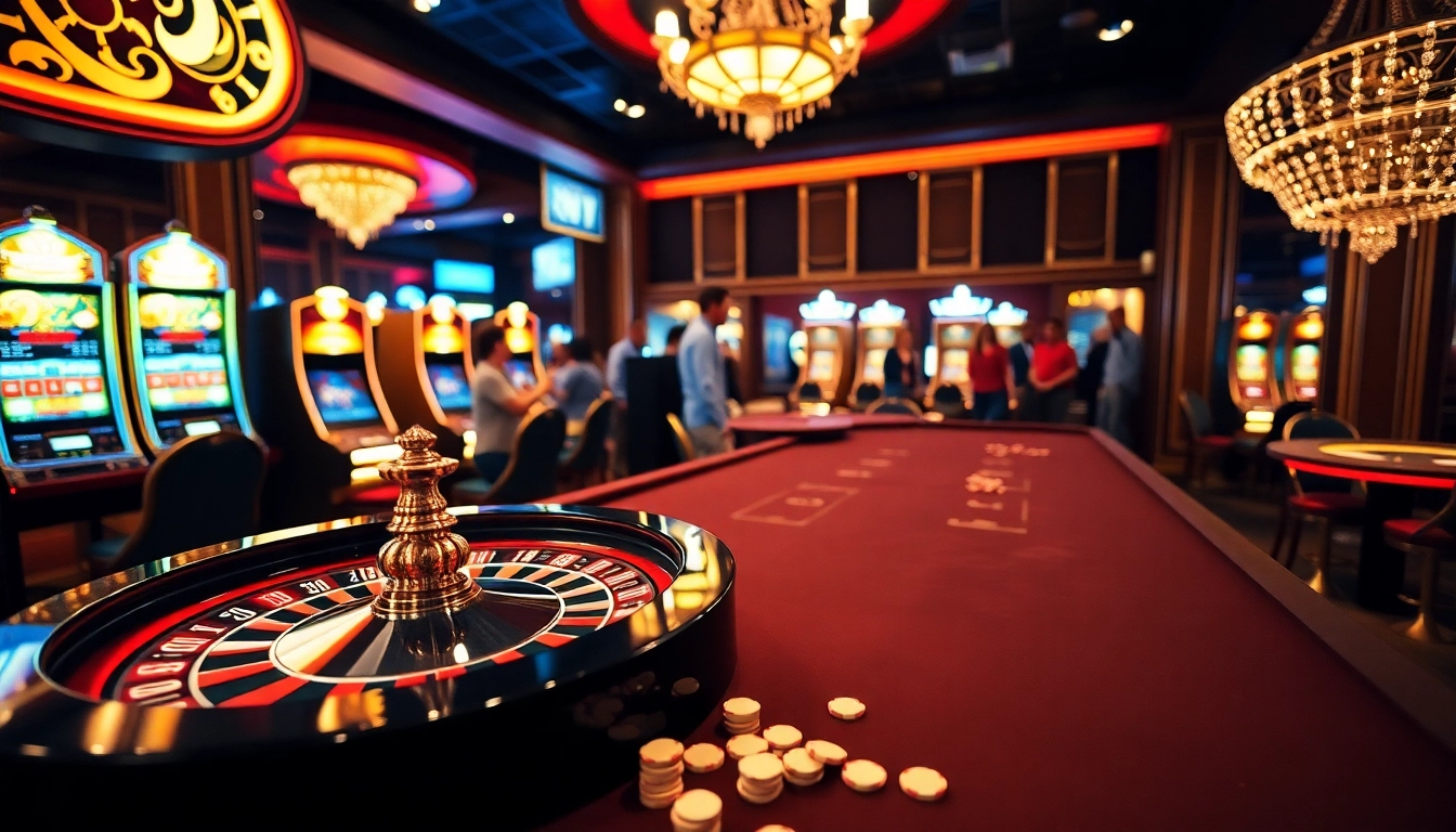 Experience the thrill of luck8 đăng nhập at a vibrant casino with excited gamblers.