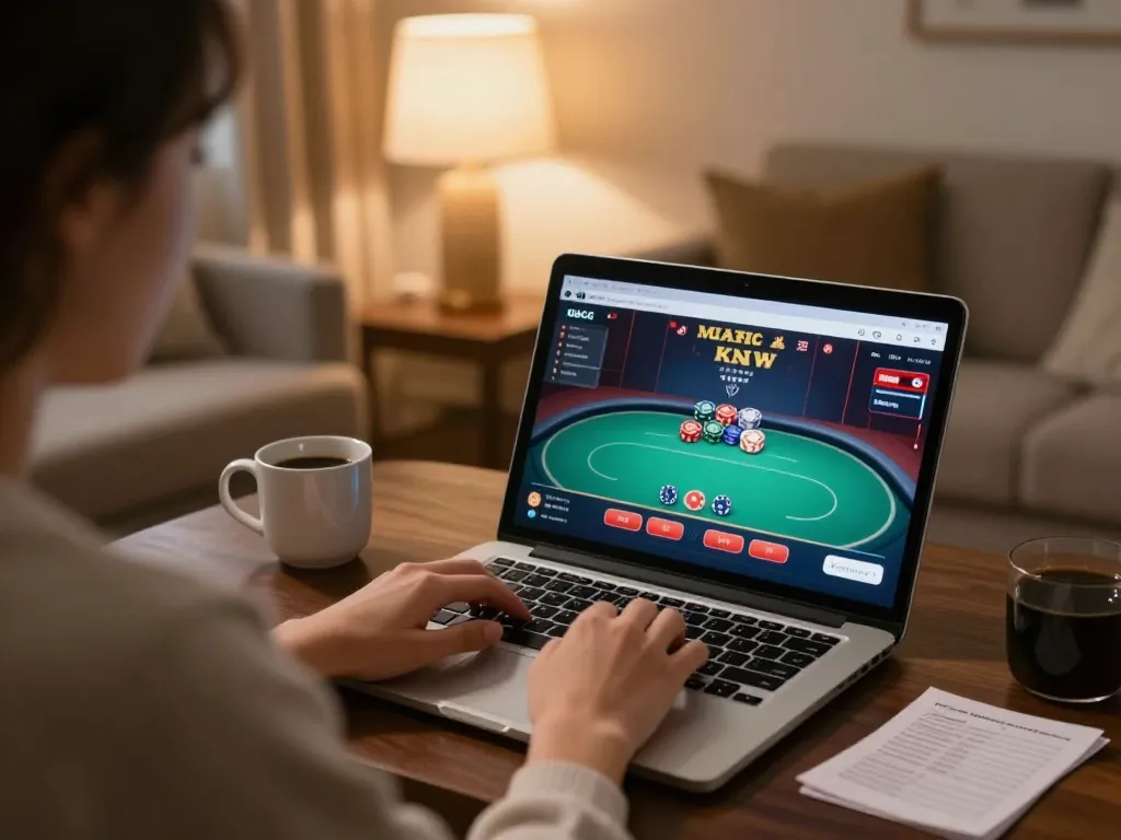 Experience go88 gaming online with a cozy laptop setup for strategic poker play