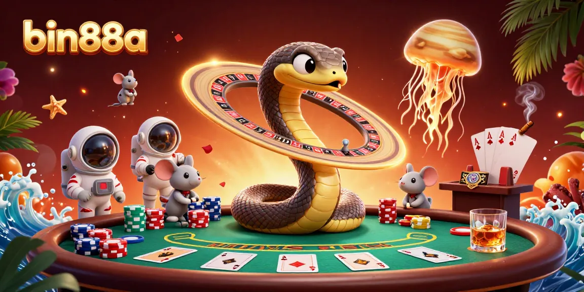 Experience thrilling moments at bin88a with a dynamic casino scene featuring unique characters and games.