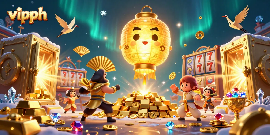 Win big with vipph's captivating casino scene featuring enchanted characters and treasure.
