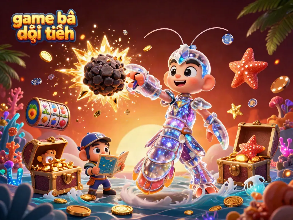 Experience winning with game bài đổi thưởng featuring a galactic samurai and treasure events in a vibrant casino world.