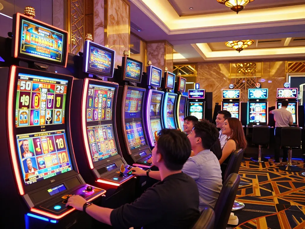 Players enjoying the excitement of go8 gaming experience at vibrant slot machines.