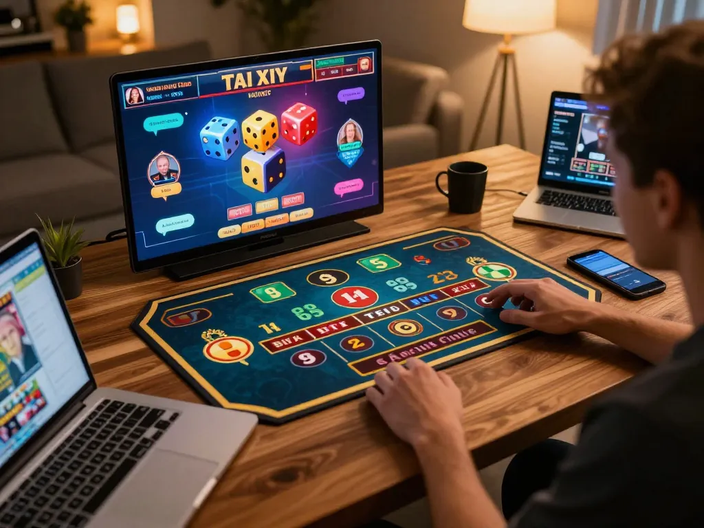Engaging interface of tai xiu online game with players actively placing bets on virtual dice