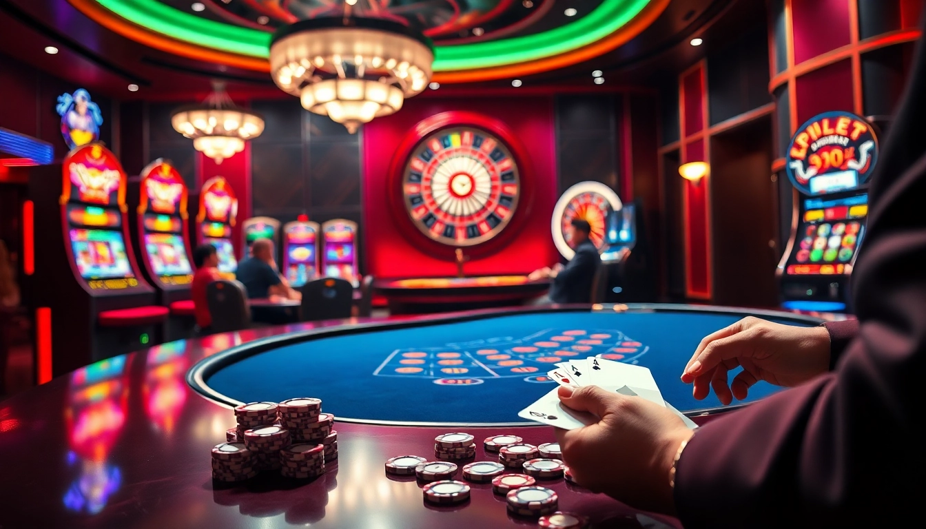 Experience the excitement of casino gaming at 99WIN with vibrant slot machines and intense blackjack action.