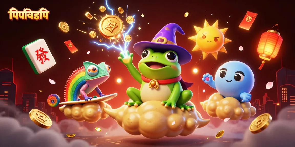 Experience the excitement of পিপিভিআইপি with a vibrant illustration of a wizard frog and chameleon amidst golden riches.