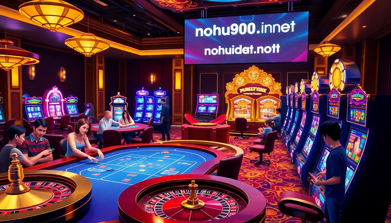 Exciting gameplay at nohu900.in.net with vibrant casino tables and players at work.