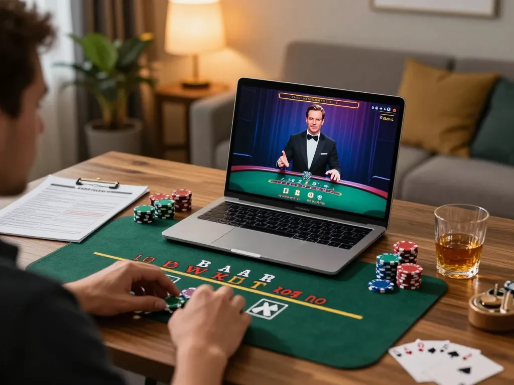 Engaging in blackjack at LLWIN online casino from a cozy home office.