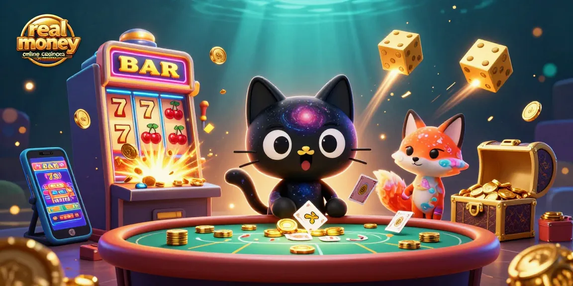 Engage with real money online casinos in Australia through this vibrant 3D scene featuring a cosmic casino.