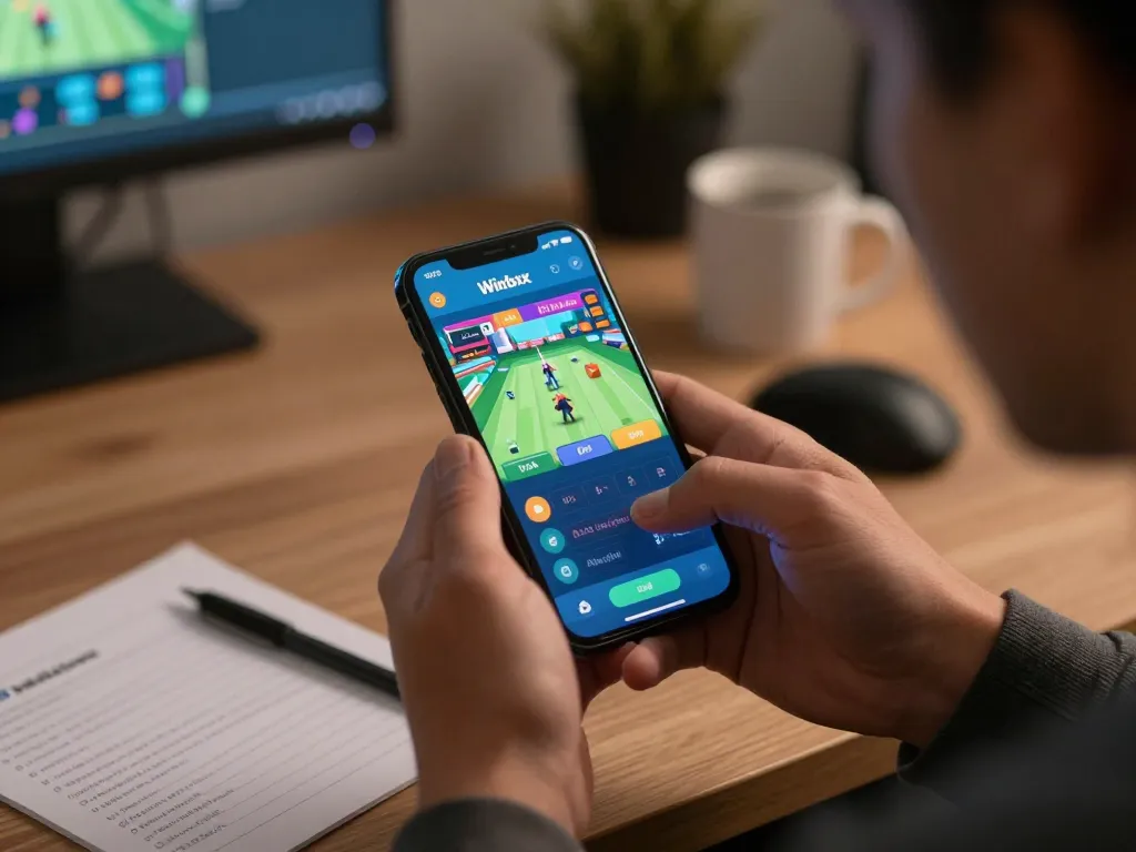Engage in fun gameplay with Winbox download apk on your smartphone at home