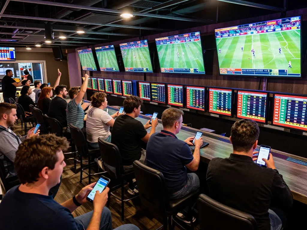 Fans engaging in sports betting at qq8827 with excitement and real-time odds updates