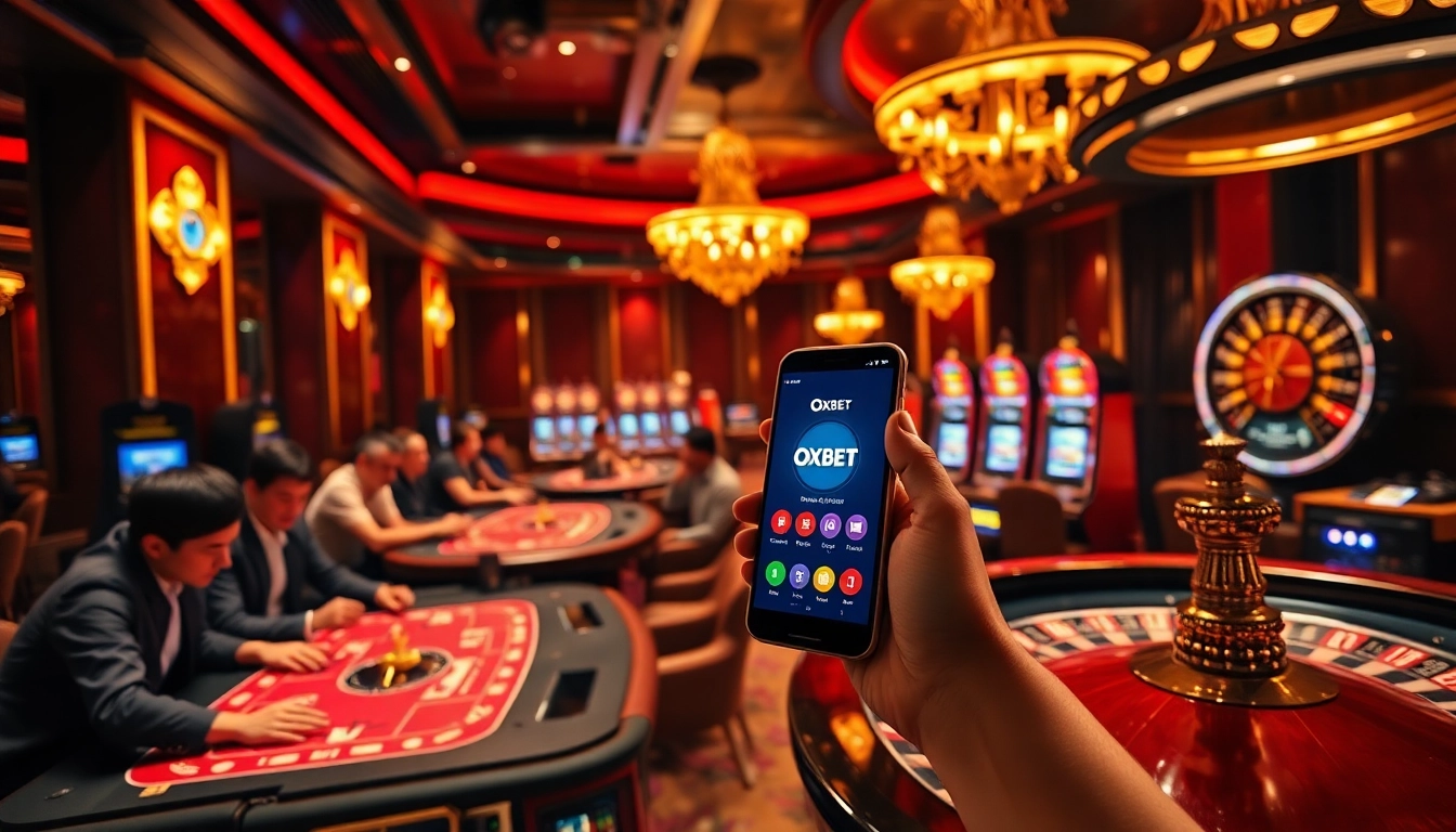 Experience the excitement of the OXBET App in a vibrant casino setting.