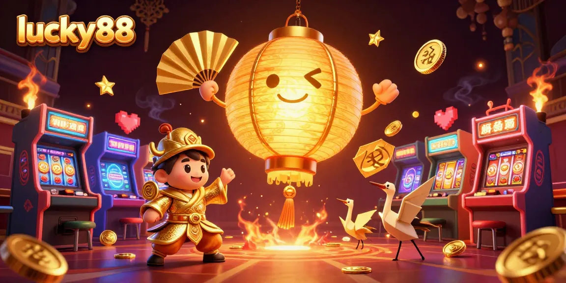 Engage in exciting gameplay with lucky88 at an Oriental-themed casino featuring a golden lantern spirit.
