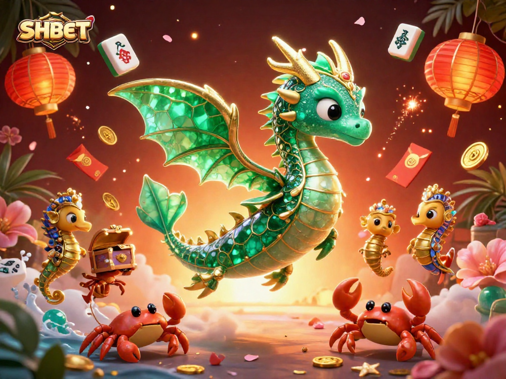 Experience thrilling gameplay at SHBET with a majestic sea dragon and vibrant casino elements.