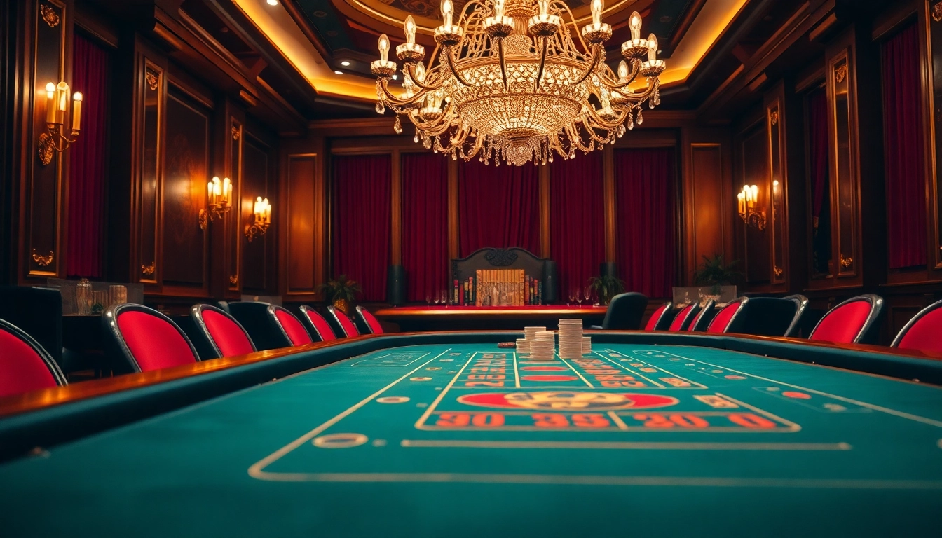 Spiele casinospiele an einem eleganten Tisch in luxuriösem Ambiente mit stilvollem Licht.