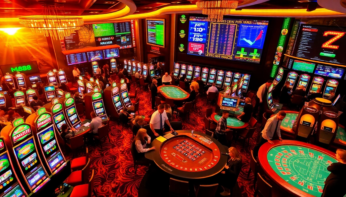 Gambler placing bets at a lively casino scene at https://mm88.osaka/ showcasing excitement and strategy.