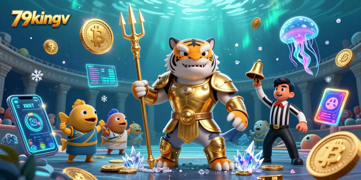 Engage with 79kingv's underwater casino adventure featuring a tiger shark and crypto elements