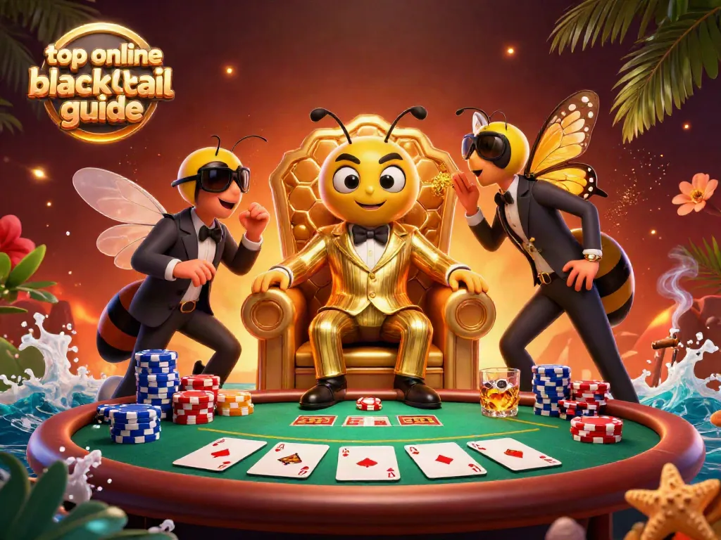 Experience the top online blackjack guide with key strategies illustrated in a vibrant casino scene.