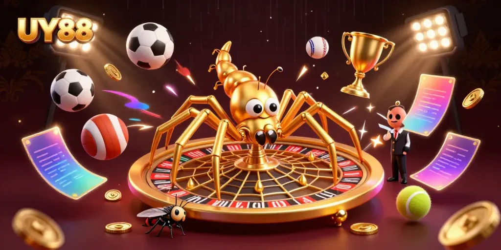 Experience the thrill of betting at UY88 with vibrant 3D casino elements and dynamic gameplay action.
