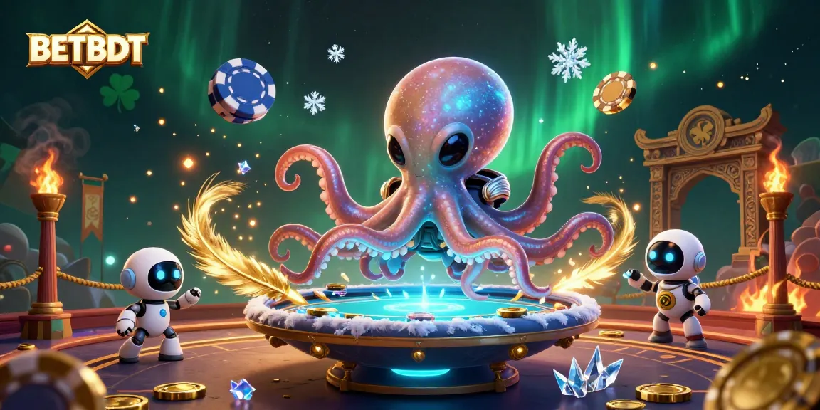 Experience thrilling gameplay at BETBDT with an alien octopus at a holographic poker table and dynamic casino elements.