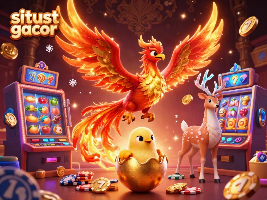 Experience winning excitement with situs slot gacor illustrated by lively casino elements and mythical characters.