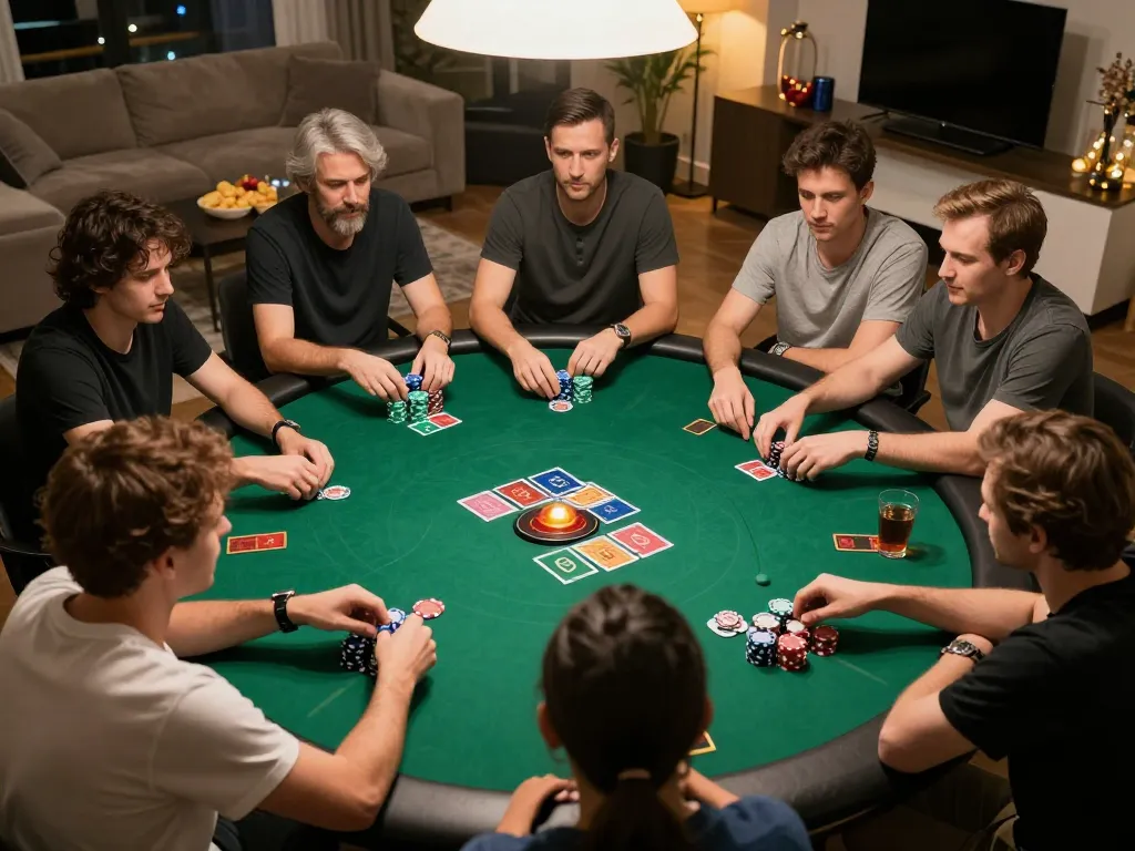 Players enjoy an engaging poker game at home while using strategies from https://va88.now/ to manage their bankroll.