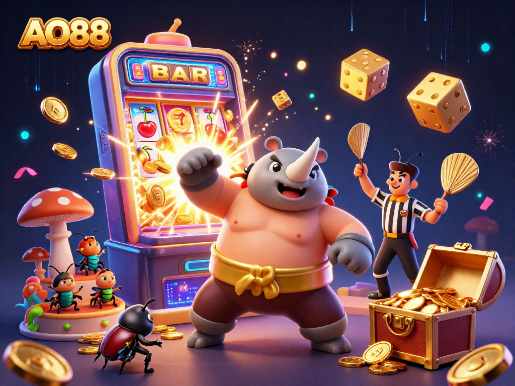 Witness AO88's thrilling jackpot celebration with a beetle champion and exhilarating casino action!
