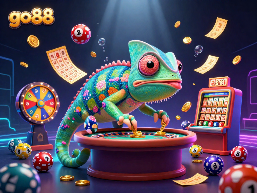 Experience fun at go88 with colorful lottery balls and a vibrant casino atmosphere