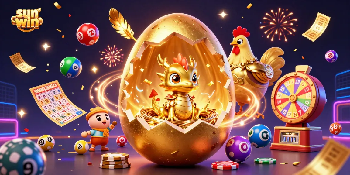 Spin to win big at sun-win with a golden baby dragon on poker chips amidst vibrant lottery excitement!