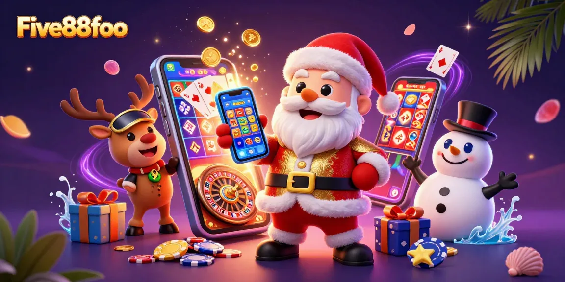 Join the fun and explore Five88foo's festive gaming scene with Santa and friends!