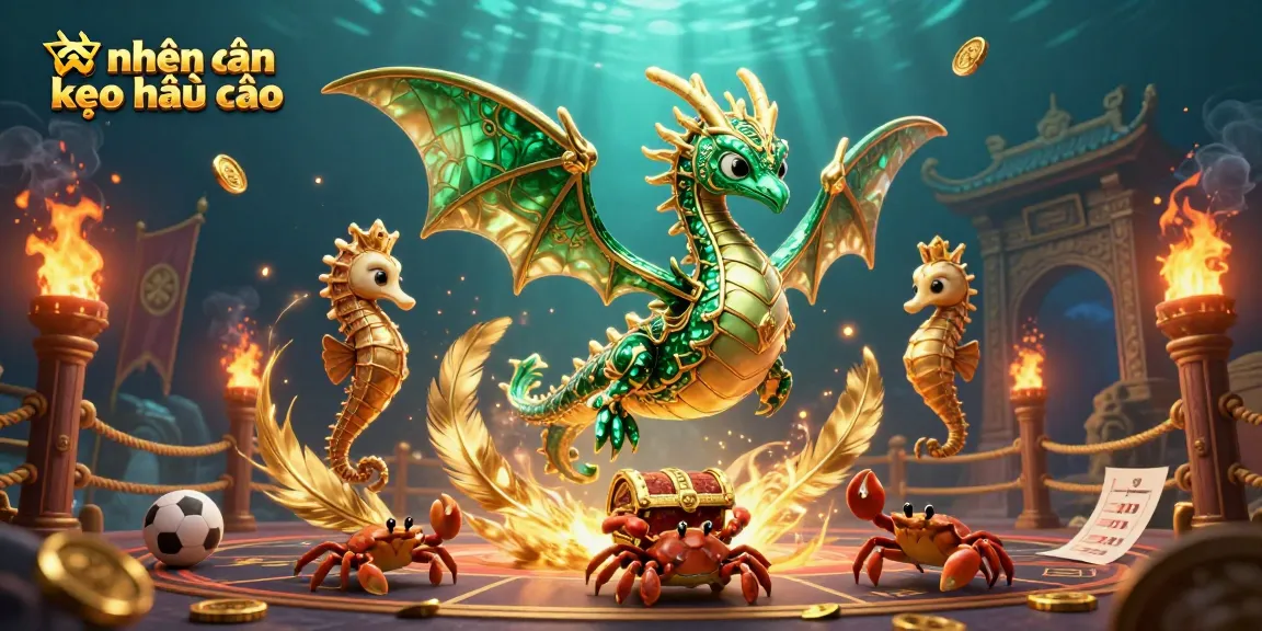 Engage in nhận định kèo nhà cái with vibrant sea creatures and sports betting elements in a dynamic underwater scene.