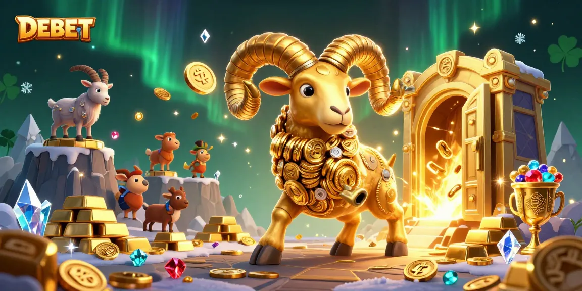 Experience the thrill of winning with DEBET's immersive 3D casino scene filled with treasure.