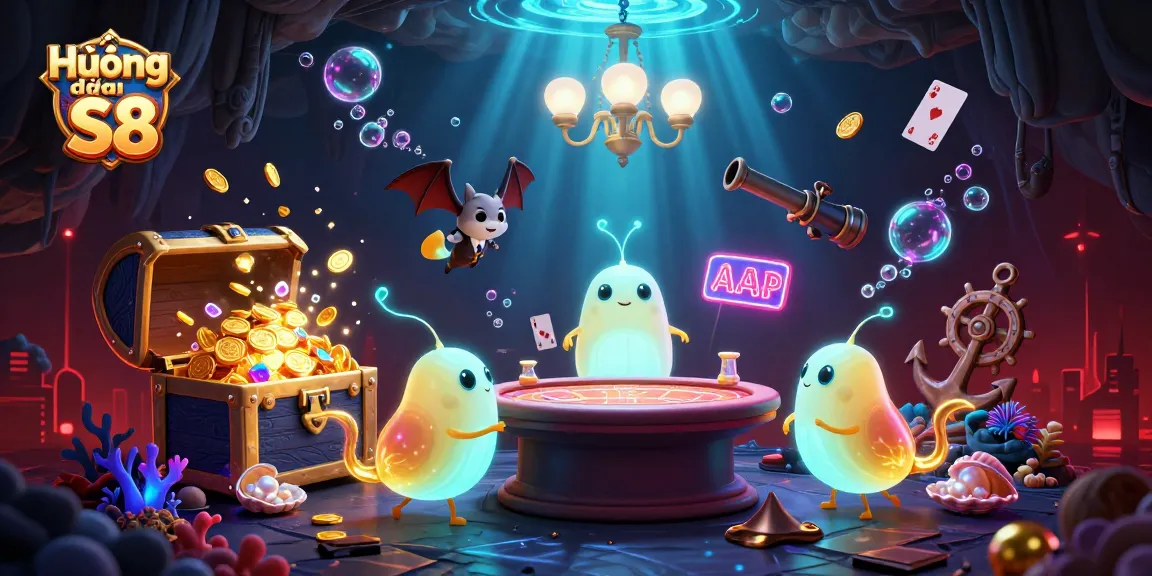 Experience the vibrant action of casino gameplay with Hướng dẫn S8 showcasing bioluminescent glowworms and a bat dealer.